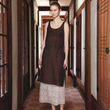 SIA8043 Sheer Layered Wrinkle Dress_Brown