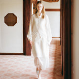 SIA8043 Sheer Layered Wrinkle Dress_Cream