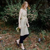 SIA8043 Sheer Layered Wrinkle Dress_Olive