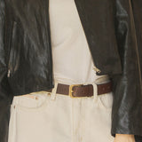 SIAC3032 Male 30 Square Leather Belt_Brown