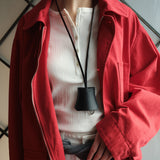 SIAC3106 Real Leather Neck Strap Keyring_Black