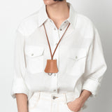SIAC3106 Real Leather Neck Strap Keyring_Camel