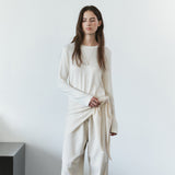 SIAC3149 Wool Knit Shawl Scarf_Cream