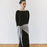 SIAC3149 Wool Knit Shawl Scarf_Light gray