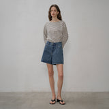 SIJN6030 color denim shorts_Deep blue