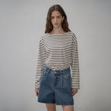 SIJN6030 color denim shorts_Deep blue
