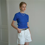 SIJN6030 color denim shorts_Ivory