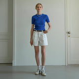SIJN6030 color denim shorts_Ivory