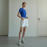SIJN6030 color denim shorts_Ivory
