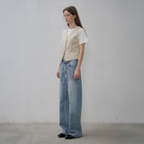SIJN6085 Loose Fit Iconic Bootcut Denim_Medium blue