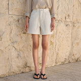 SIJN6113 Balloon Cotton Denim Shorts_Cream