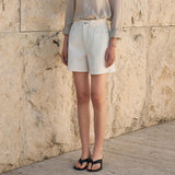 SIJN6113 Balloon Cotton Denim Shorts_Cream