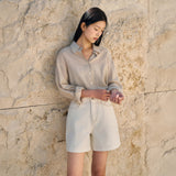 SIJN6113 Balloon Cotton Denim Shorts_Cream