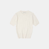 SIKN2029 cotton crop cable knit_Oatmeal