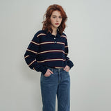SIKN2136 Classic Stripe Collar Knit_Navy