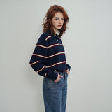 SIKN2136 Classic Stripe Collar Knit_Navy