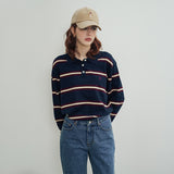 SIKN2136 Classic Stripe Collar Knit_Navy