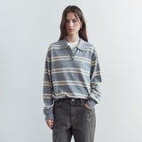 SIKN2136 Classic Stripe Collar Knit_Melange gray
