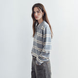 SIKN2136 Classic Stripe Collar Knit_Melange gray