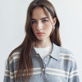 SIKN2136 Classic Stripe Collar Knit_Melange gray