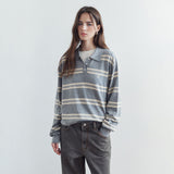 SIKN2136 Classic Stripe Collar Knit_Melange gray
