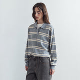 SIKN2136 Classic Stripe Collar Knit_Melange gray