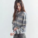 SIKN2136 Classic Stripe Collar Knit_Melange gray