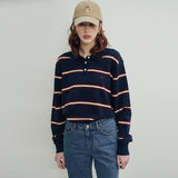SIKN2136 Classic Stripe Collar Knit_Navy