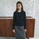 SIKN2136 Classic Collar Knit_Dark navy