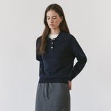 SIKN2136 Classic Collar Knit_Dark navy