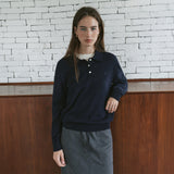 SIKN2136 Classic Collar Knit_Dark navy