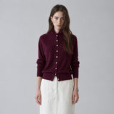SIKN2152 Wool Blend High Neck Knit Cardigan_Deep purple