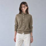SIKN2152 Wool Blend High Neck Knit Cardigan_Mocha beige