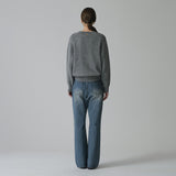 SIKN2156 Wool Blend Loose V-Neck Knit_Melange gray