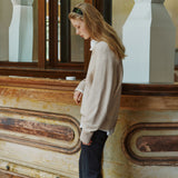 SIKN2156 Wool Blend Loose V-Neck Knit_Beige