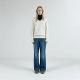 SIKN2156 Wool Blend Loose V-Neck Knit_Cream