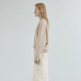 SIKN2170 Loose Fit V-Neck Heavy Knit_Light beige