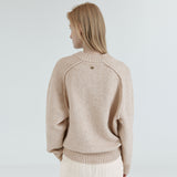 SIKN2170 Loose Fit V-Neck Heavy Knit_Light beige