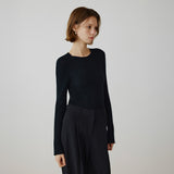 SIKN2177 Hairy Ribbed Knit_Black