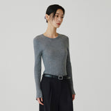 SIKN2177 Hairy Ribbed Knit_Melange gray