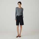 SIKN2177 Hairy Ribbed Knit_Melange gray