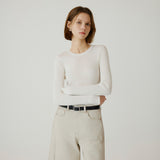 SIKN2177 Hairy Ribbed Knit_Cream