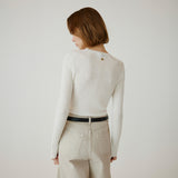 SIKN2177 Hairy Ribbed Knit_Cream