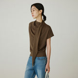 SIKN2178 Cowl Scarf Knit Top_Brown