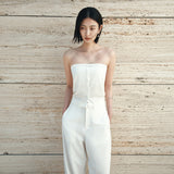SIKN2180 Fluid Tube Top Knit_White
