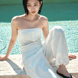 SIKN2180 Fluid Tube Top Knit_White