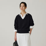 SIKN2181 Balloon V-Neck Loose Fit Knit_Black