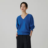 SIKN2181 Balloon V-neck Loose Fit Knit_Blue