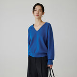 SIKN2181 Balloon V-neck Loose Fit Knit_Blue