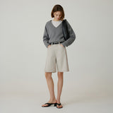 SIKN2181 Balloon V-neck Loose Fit Knit_Melange gray
